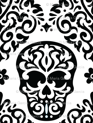  Skull Diamond Black on White