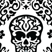  Skull Diamond Black on White
