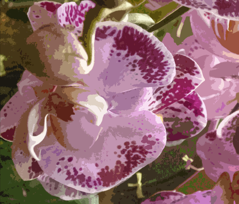 Huge Orchids for Blue Lady, sideways layout fabric by susaninparis on Spoonflower - custom fabric