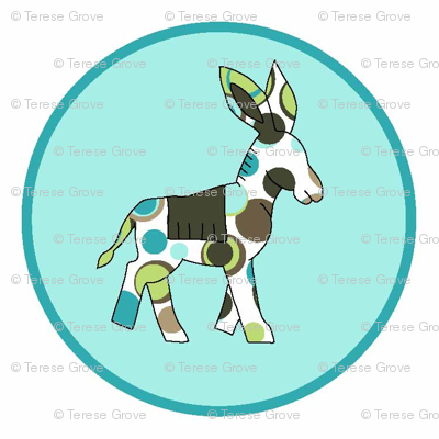 Animal Trails Donkey Decal Blue