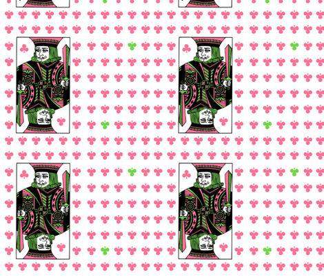 king of clubs - pink green fabric by gingerme on Spoonflower - custom fabric