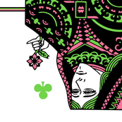 queen of clubs - pink green