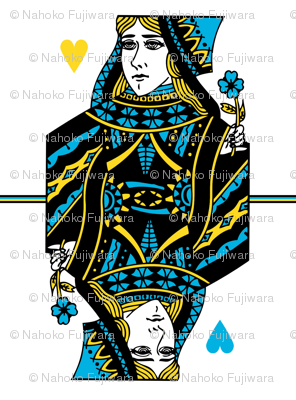 queen of hearts - blue yellow