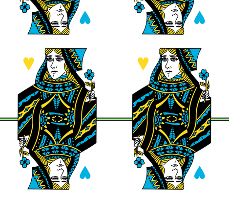 queen of hearts - blue yellow fabric by gingerme on Spoonflower - custom fabric