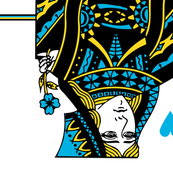 queen of hearts - blue yellow