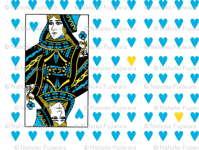 queen of hearts - blue yellow
