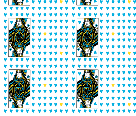 queen of hearts - blue yellow fabric by gingerme on Spoonflower - custom fabric