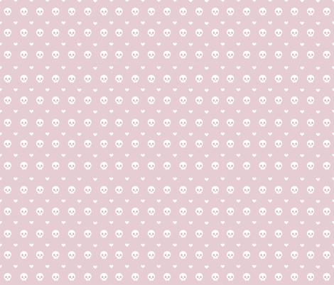 simple skull and heart repeat nude fabric by policunha on Spoonflower - custom fabric