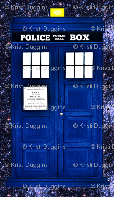 Doctor Who Inspired TARDIS, Police Box on a Galaxy Background