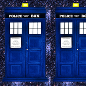 Doctor Who Inspired TARDIS, Police Box on a Galaxy Background