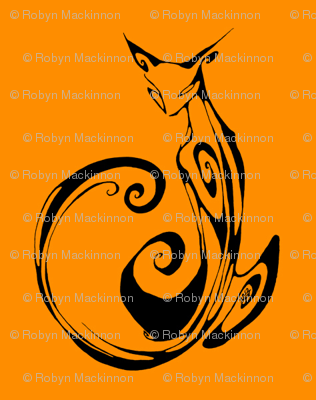 Inkblot Cat on Orange 