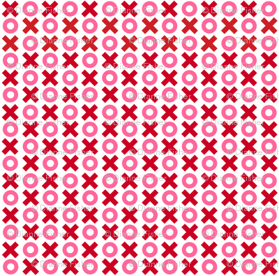 Tiny Noughts and Crosses in red and pink on white