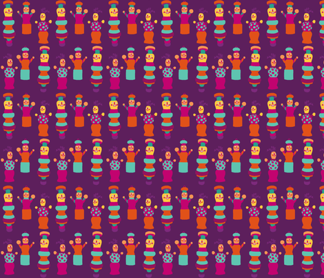 spoolie dollies plum fabric by lfntextiles on Spoonflower - custom fabric