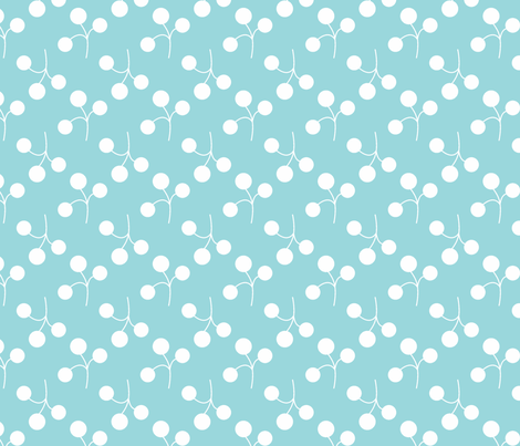 white berries on turquoise fabric by christiem on Spoonflower - custom fabric