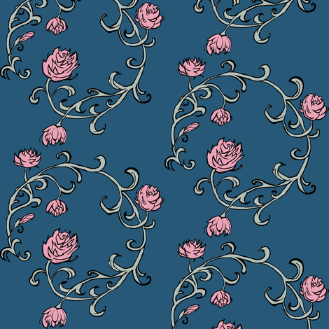 Ring of Roses: Pink on Blue