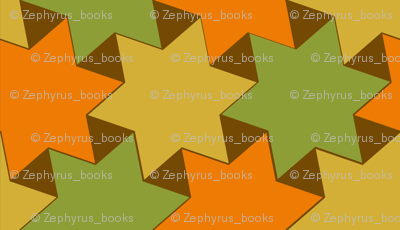 Orange Gold and Green Stars on Brown Backgrond