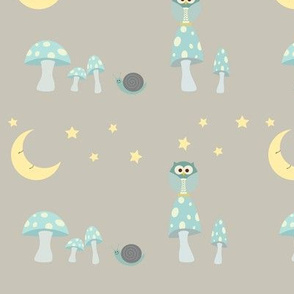 The Owl and the Moon in frosty blues