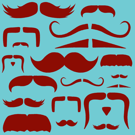 mustache love aqua and red fabric by bridgethofer on Spoonflower - custom fabric