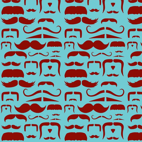 mustache love aqua and red