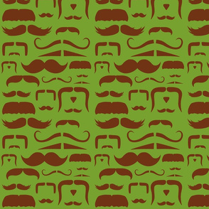 mustache love green and brown