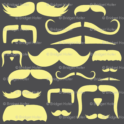 mustache love yellow and grey