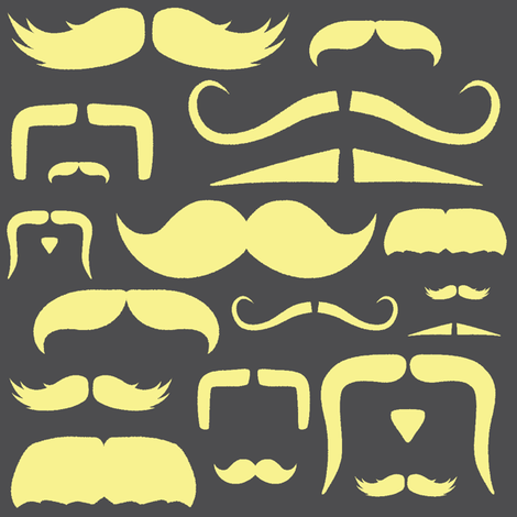 mustache love yellow and grey fabric by bridgethofer on Spoonflower - custom fabric