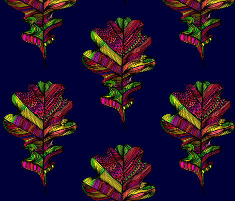 oakleaves on midnight blue fabric by creative_cat on Spoonflower - custom fabric