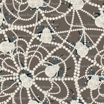 spiders on pearly web brown