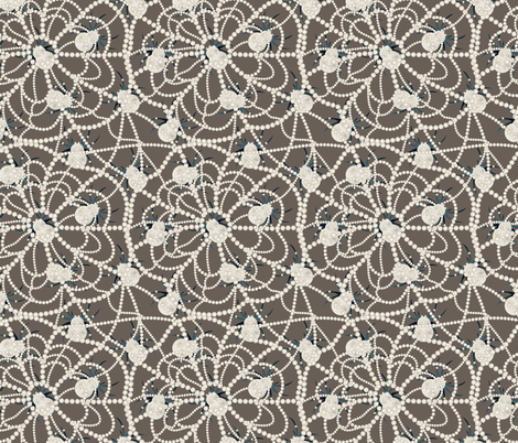 spiders on pearly web brown fabric by kociara on Spoonflower - custom fabric