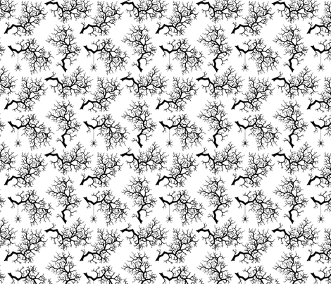 Dead Branch with Spider White fabric by 7layershelley on Spoonflower - custom fabric