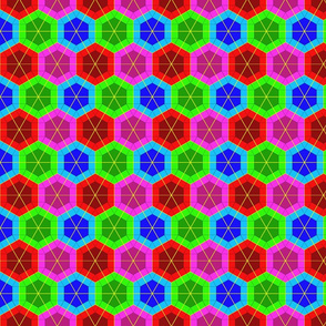 Colorful Tessellated Hexagonal Wheel - Pink, Red, Blue, Green
