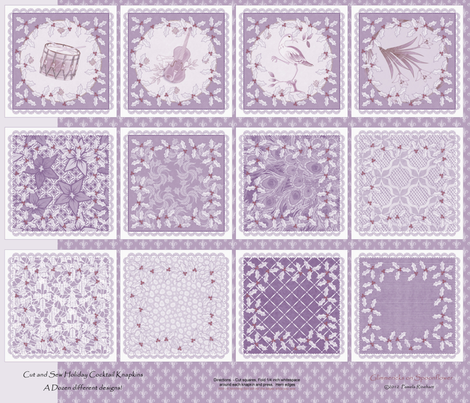 holiday_cocktail_napkins - plum frost and cranberry fabric by glimmericks on Spoonflower - custom fabric