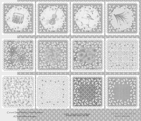 holiday_cocktail_napkins - silver fabric by glimmericks on Spoonflower - custom fabric
