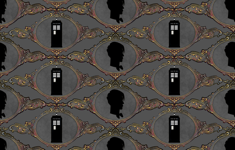 Dr Who Cameo Gray fabric by vo_aka_virginiao on Spoonflower - custom fabric