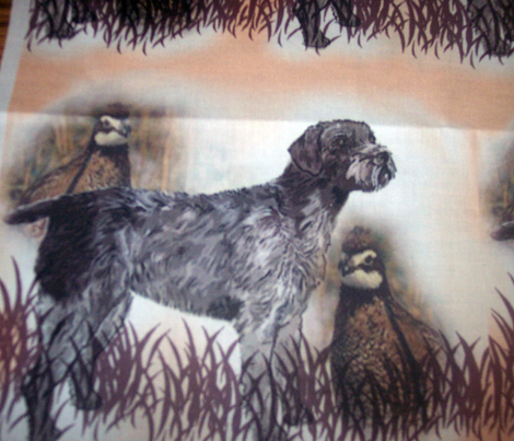 German Wirehaired Pointer With Quail fabric