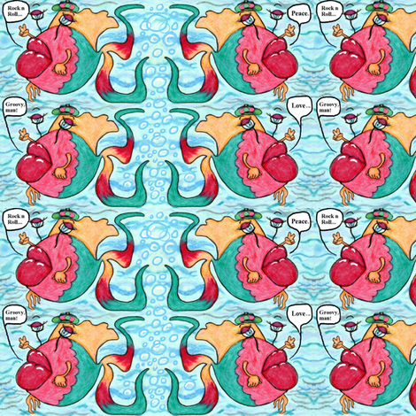 1970's Groovy, Peace-Lovin', Rock 'n Roll Fish! fabric by amy_g on Spoonflower - custom fabric