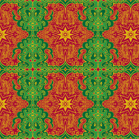 CircusWagonXmas_4_DKgreen fabric by tallulahdahling on Spoonflower - custom fabric