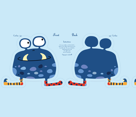 Monster_Blue_Alone fabric by cyntia_abrigo on Spoonflower - custom fabric