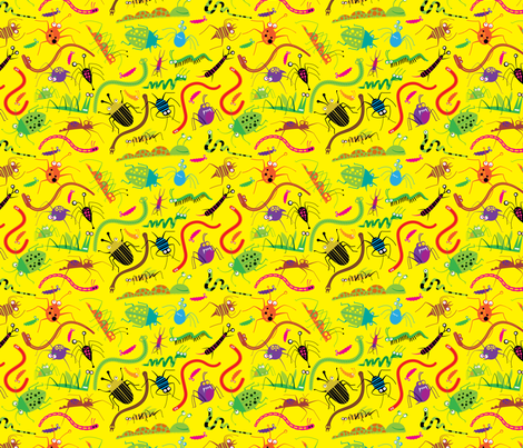 Creepy Yellow Bugs fabric by edmillerdesign on Spoonflower - custom fabric