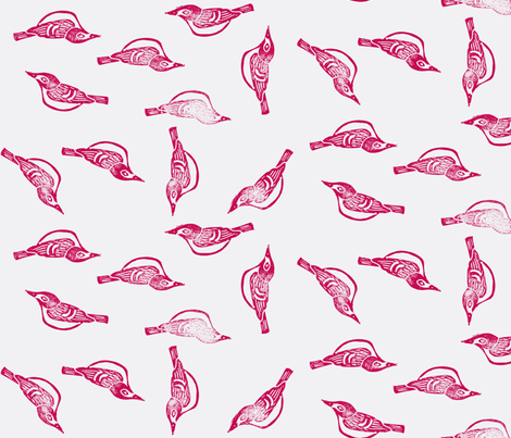 Black-Capped Vireo - Endangered Species-Cranberry fabric by owlandchickadee on Spoonflower - custom fabric