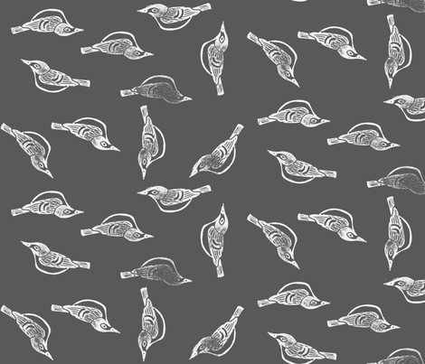 Black-Capped Vireo - Endangered Species-Slate/Chalk fabric by owlandchickadee on Spoonflower - custom fabric
