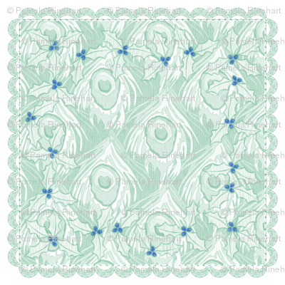 holiday cocktail napkins - peacock - mint