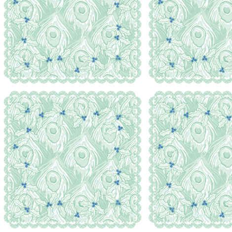 holiday cocktail napkins - peacock - mint fabric by glimmericks on Spoonflower - custom fabric