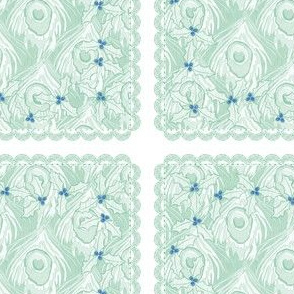 holiday cocktail napkins - peacock - mint