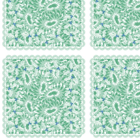 holiday cocktail napkins - paisley mums - mint fabric by glimmericks on Spoonflower - custom fabric