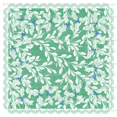holiday cocktail napkins - leaves - mint
