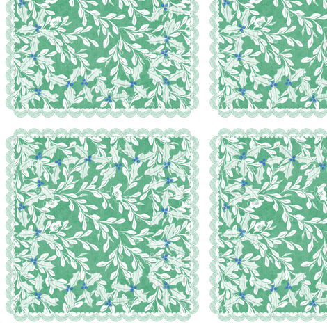 holiday cocktail napkins - leaves - mint fabric by glimmericks on Spoonflower - custom fabric
