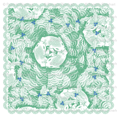 holiday cocktail napkins - koi - mint