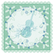 holiday cocktail napkins - delft violins - mint