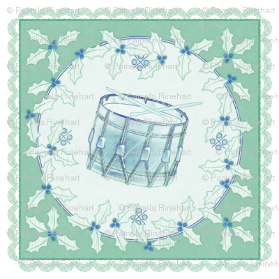 holiday cocktail napkins - delft drum - mint